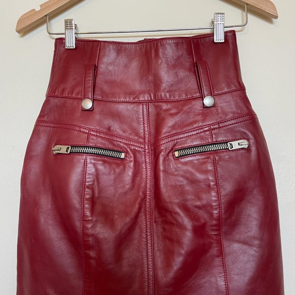 COACH High Waisted Lambskin Moto Skirt - Picture 3 of 11